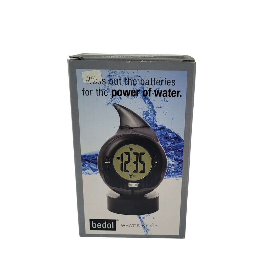 Bedol H2O Water‎ Clock Drop Black Eco Friendly Battery Free Alarm Clock